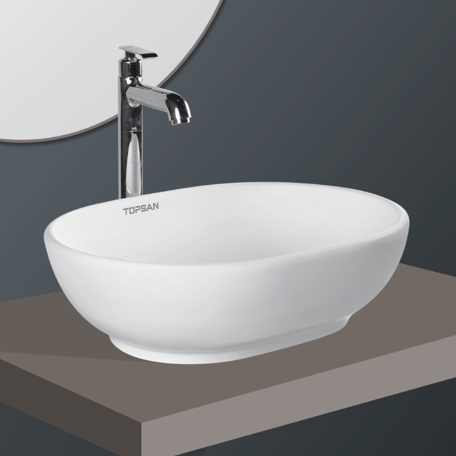 WASH BASIN TABLE TOP PEARL 480X370MM 19X14.5" TOPSAN